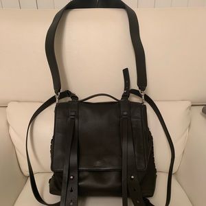fin leather shoulder backpack